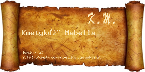 Kmetykó Mabella névjegykártya